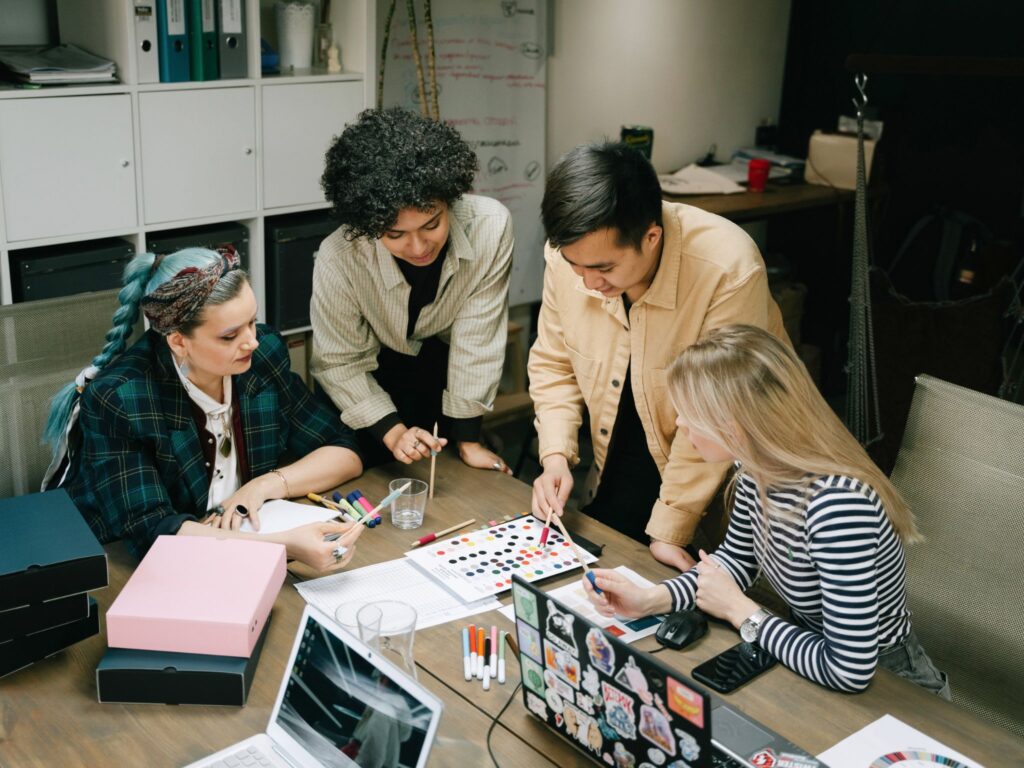 A group of digital marketers planning on brand visuals