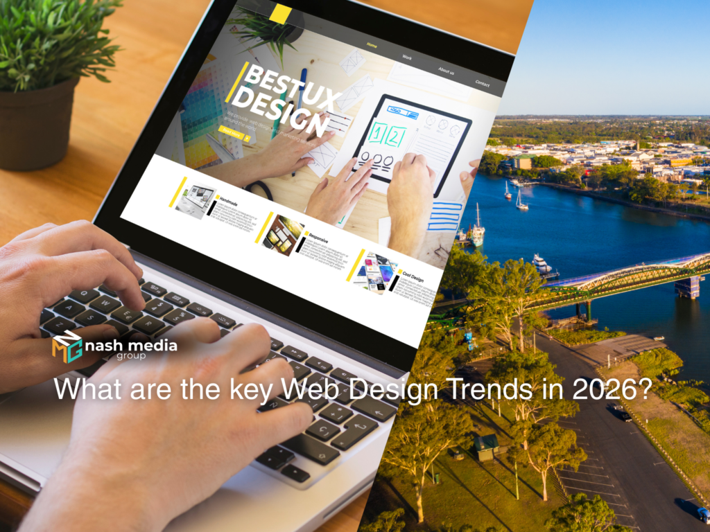 Laptop showing a modern website interface representing current web design trends for businesses