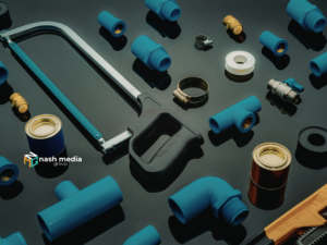 Branded tools and equipment representing branding strategy for heavy industry and trade businesses