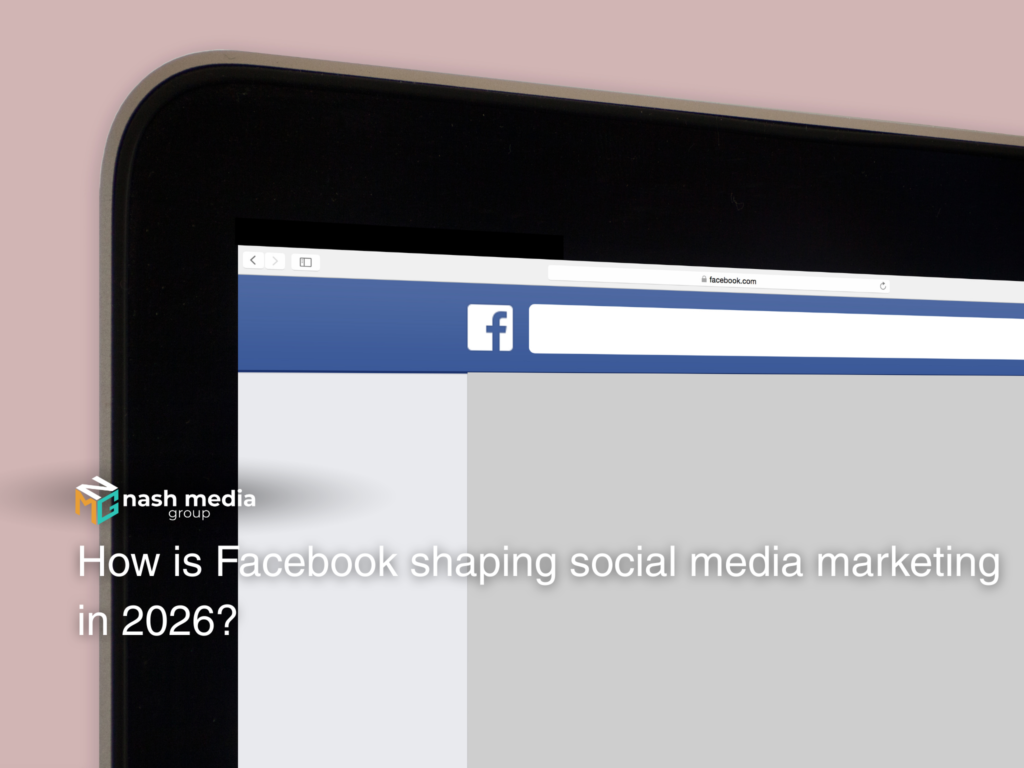 Close-up of Facebook on a tablet screen showing social media marketing interface
