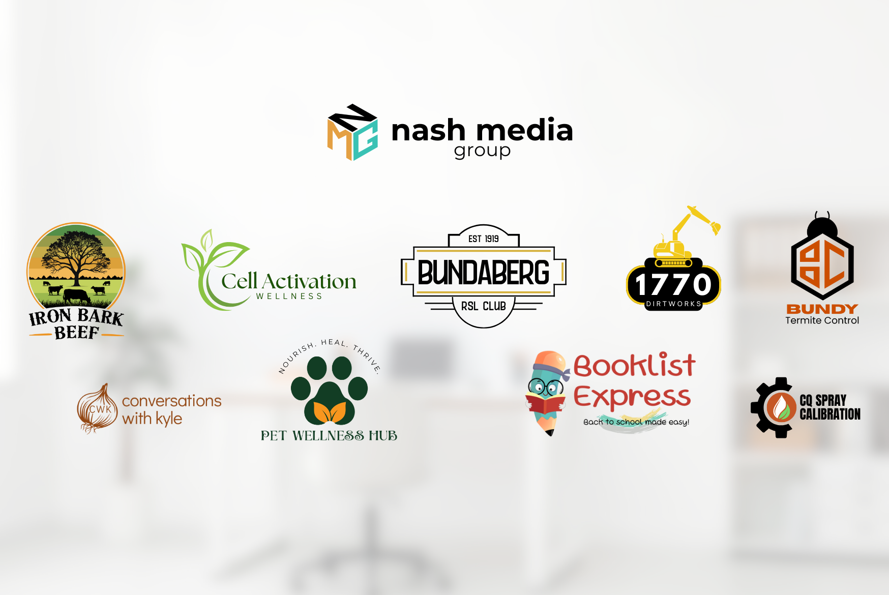 A compilation of logos professionally made by Nash Media Group