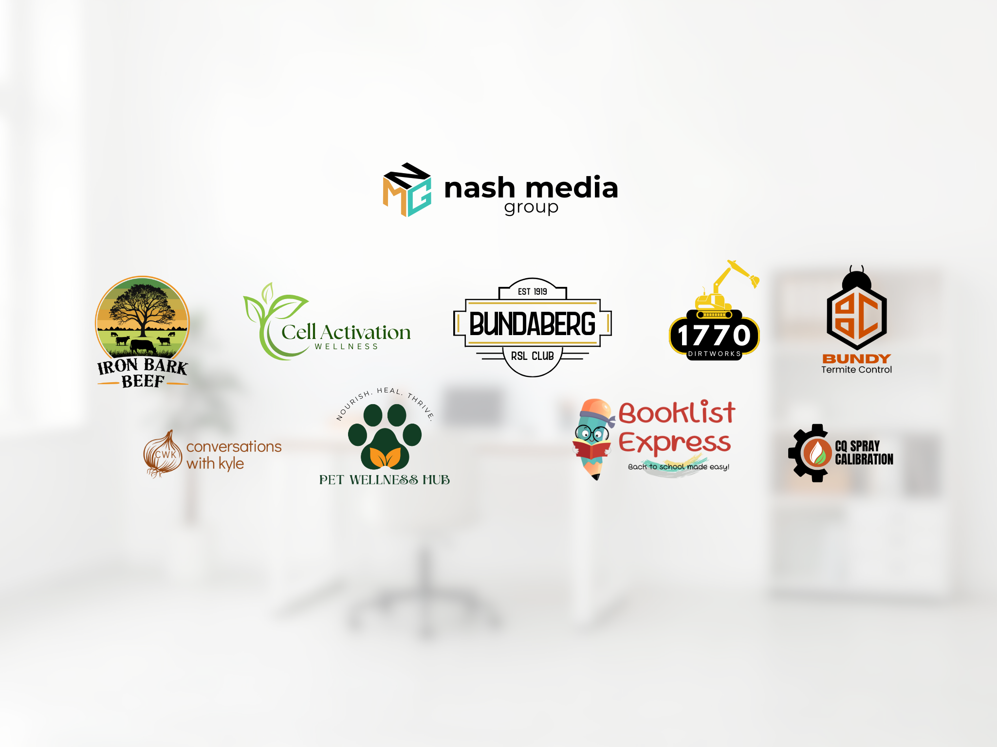 A compilation of logos professionally made by Nash Media Group