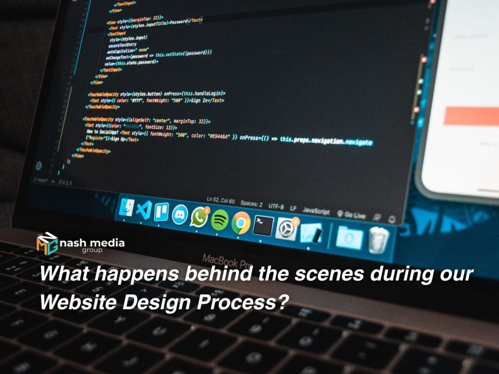 A laptop screen showing website coding.