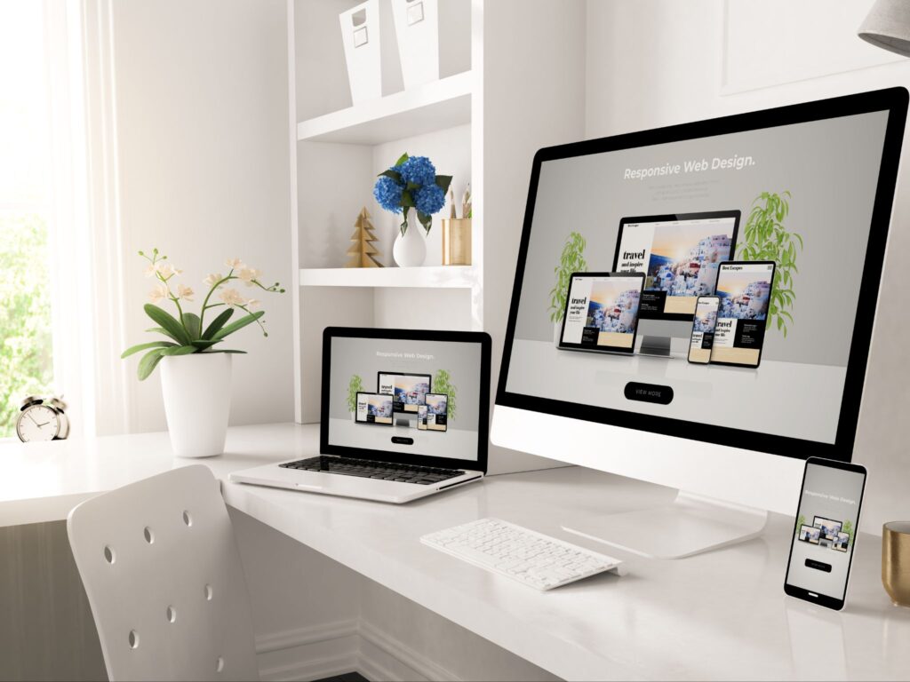 A website setup in an office