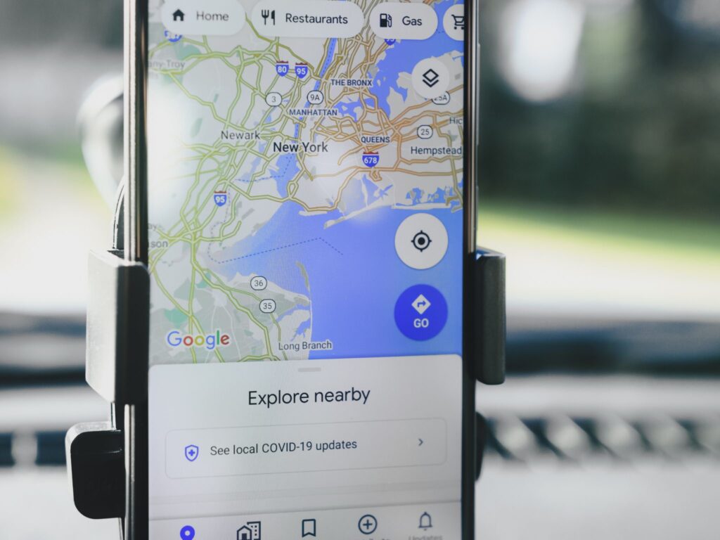 A mobile phone showing Google Maps.